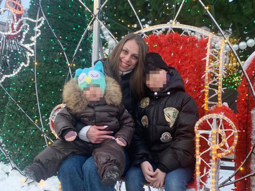 Ms Liubovych, 30, and her two Singaporean sons aged two and eight are trying to return to Singapore from Ukraine. 

