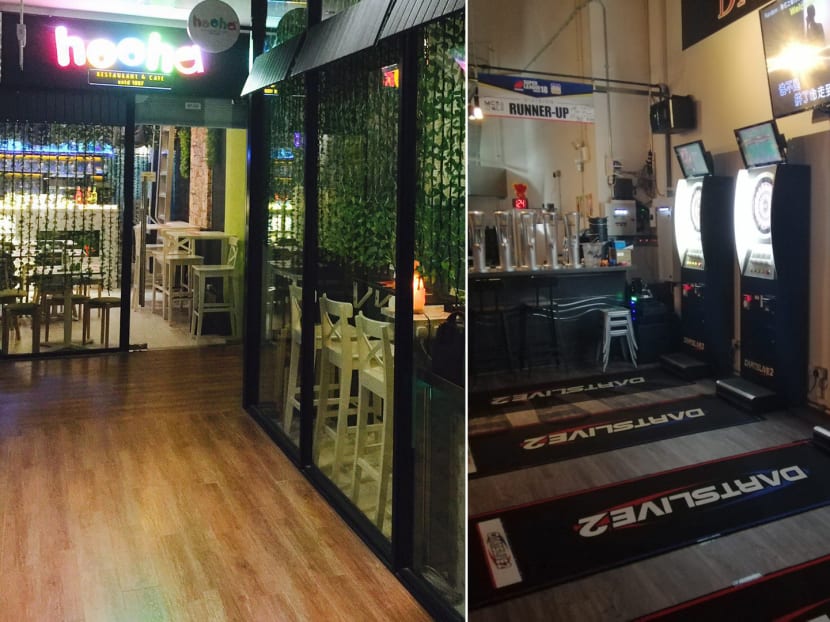 Hooha Restaurant and Cafe (left) and a branch of Darts Legend (right) are repeated offenders in breaking Covid-19 safety regulations.