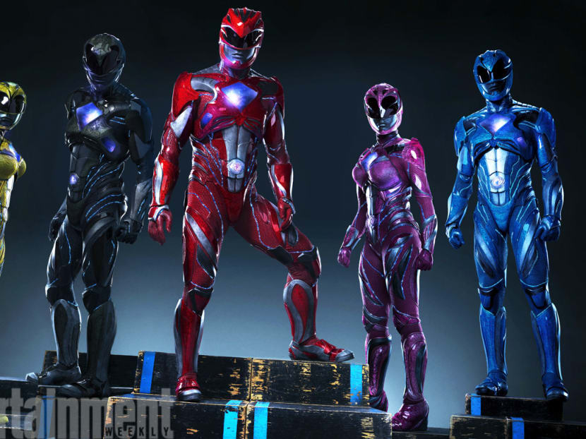 The new Power Rangers costumes. Photo: Entertainment Weekly/Lionsgate/Tim Palen