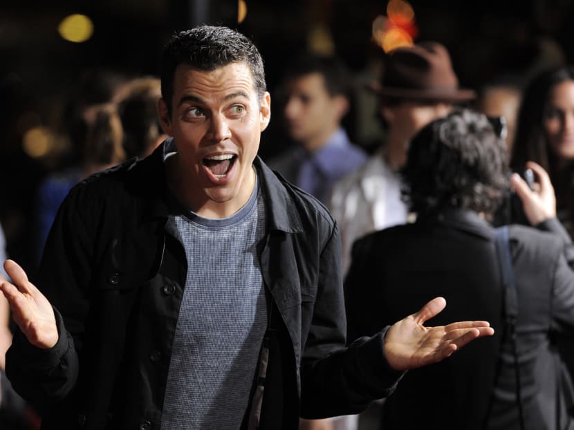 Steve-O, a cast member in "Jackass 3D," poses at the premiere of the film in Los Angeles. Photo: AP