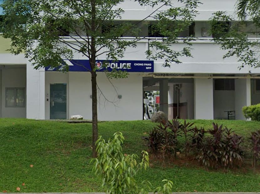 A view of Chong Pang Neighbourhood Police Post where Abdul Rahim Abu Bakar used black spray paint to deface the walls in September 2021.