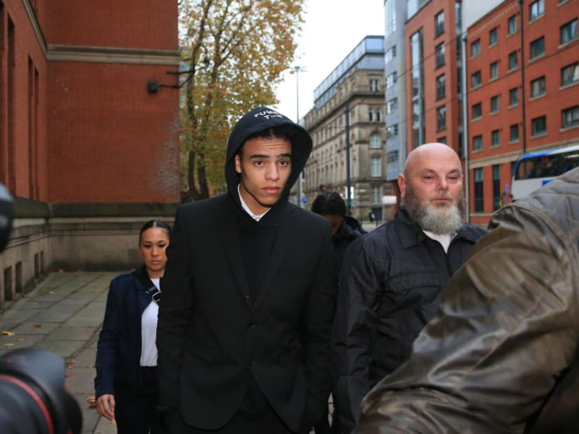 Manchester United footballer Mason Greenwood arrives to Minshull Street Crown Court in Manchester for a preliminary hearing on charges of attempted rape, controlling and coercive behaviour.
