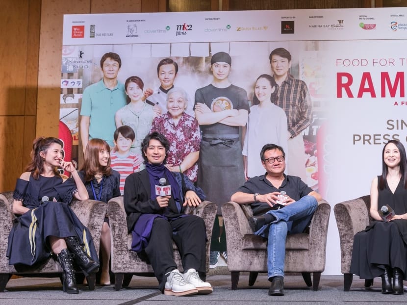 Director Eric Khoo (centre, in jeans) with the cast of Ramen Teh.  The author says the film, which has been sold to over 40 countries, is an example of how boundaries between countries, between races and between cultures are crossed and blurred.  Photo: Facebook / Ramen Teh