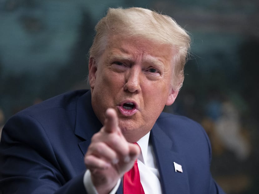 US President Donald Trump speaks to reporters after participating in a Thanksgiving teleconference with members of the United States Military at the White House in Washington, DC on Nov 26, 2020.