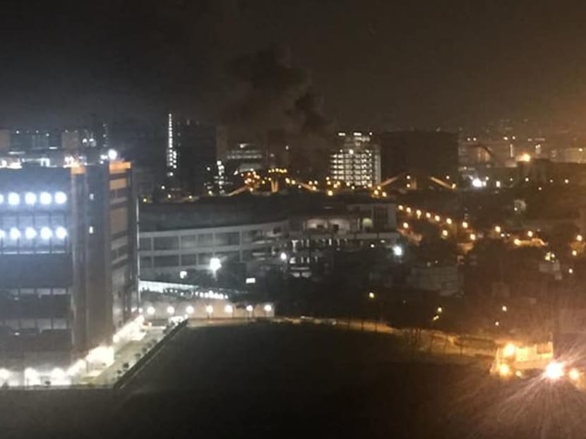 Smoke seen in the area of Jalan Buroh on the evening of July 2, 2019.