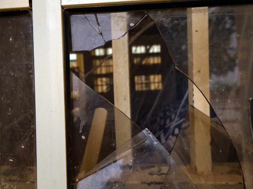 A broken window is at the dormitory of a school in Jangebe, a village in Zamfara State, northwest of Nigeria, where an earlier incident of kidnapping had taken place in February 2021.