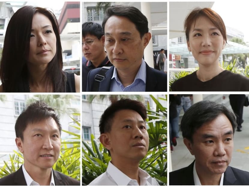 A combination photo shows City Harvest Church's members (top left to right, to bottom left to right), former finance manager Serina Wee, former fund manager Chew Eng Han, former finance manager Sharon Tan, founder Kong Hee, deputy senior pastor Tan Ye Peng and former treasurer John Lam. Photo: Reuters