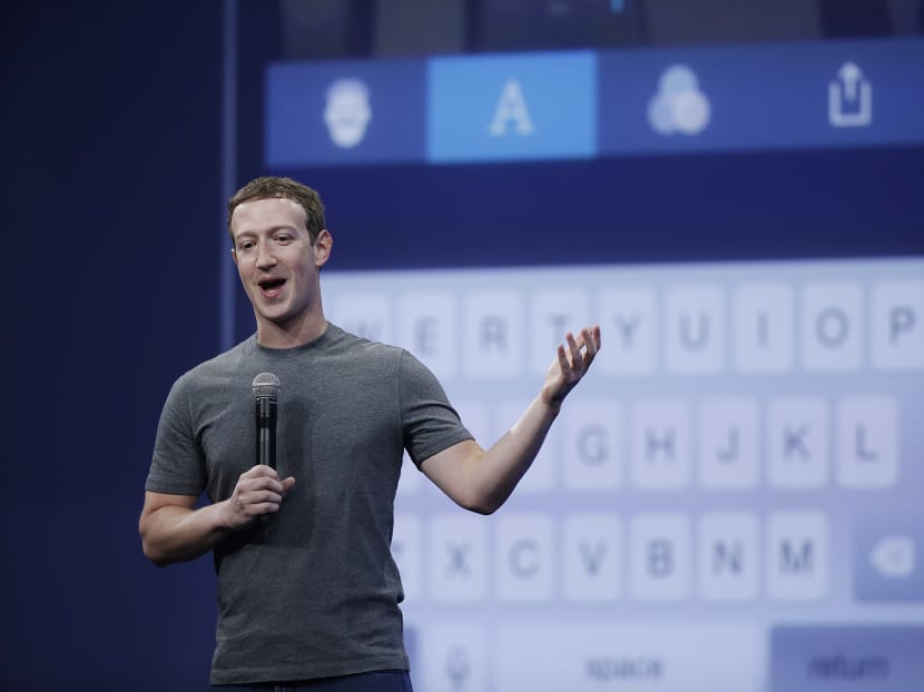 Facebook chief Mark Zuckerberg talks about the Messenger app during the Facebook F8 Developer Conference in San Francisco on March 5. Photo: AP