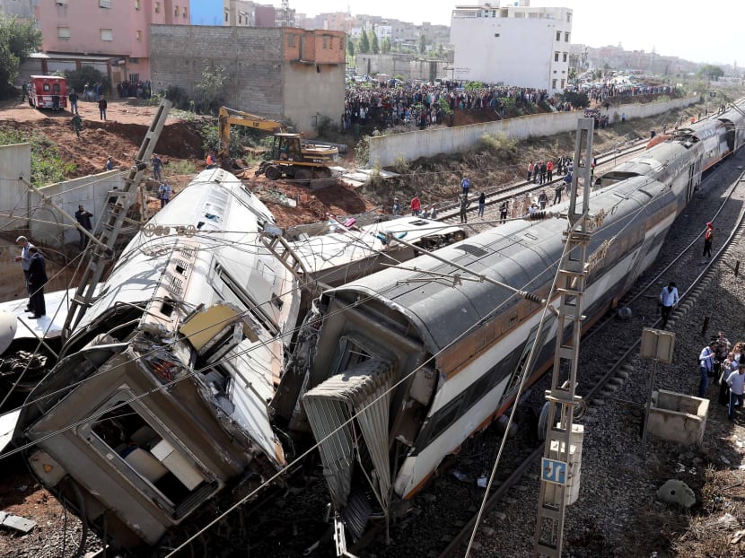 Photo of the day: Security personnel are seen at the site of a train derailment at the town of Sidi Bouknadel near the Moroccan capital of Rabat on Tuesday (Oct 16).