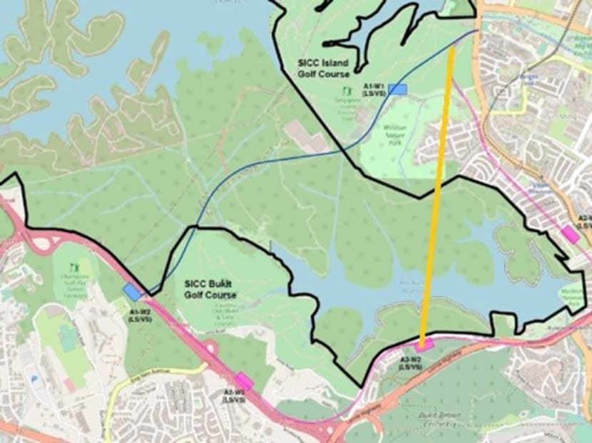 The writer's proposed alignment option marked in yellow based on this map from the Land Transport Authority.