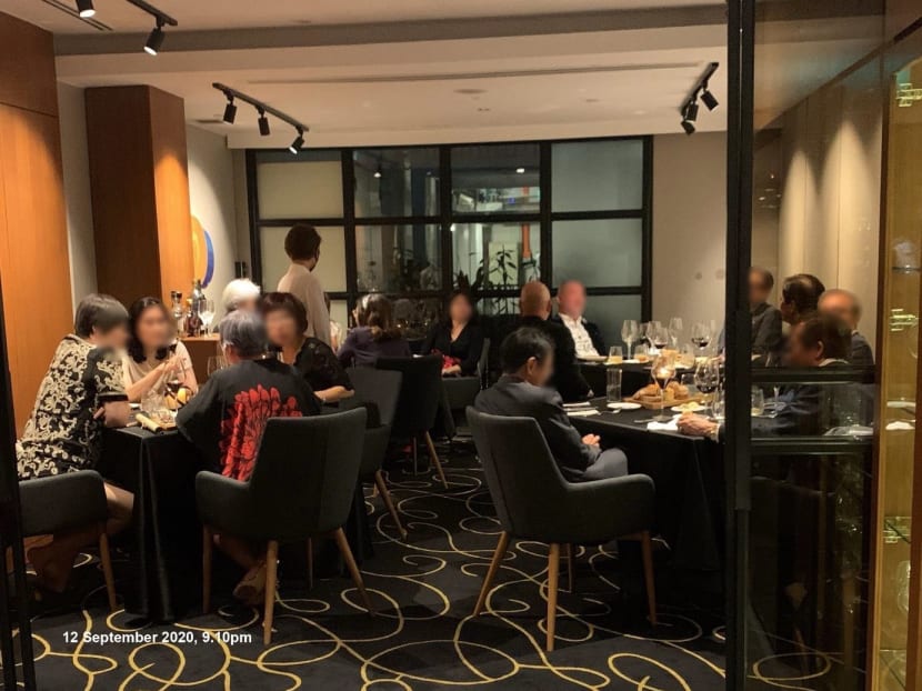 15 individuals found inside a restaurant at 39 Hong Kong Street were seated across four tables and intermingling on Sept 12, 2020 at 9.10pm.