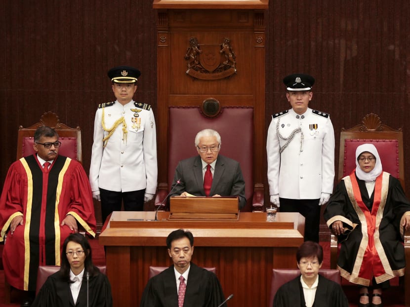 President Tony Tan speaks at the opening of the 13th Parliament of Singapore on Jan 15, 2016. Photo: Jason Quah