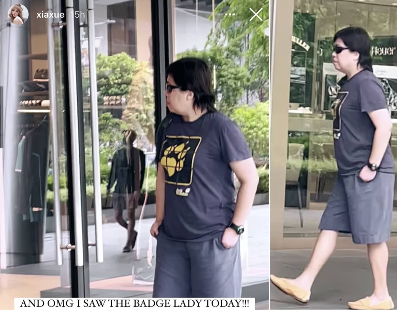 Images taken from an Instagram Story by social media influencer Wendy Cheng — popularly known as Xiaxue — who posted about bumping into a woman believed to be Ms Phoon Chiu Yoke along Orchard Road on March 6, 2022. 