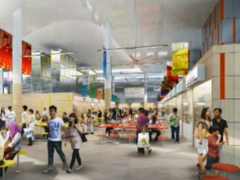 An artist's impression of the new hawker centre in Bedok town centre.