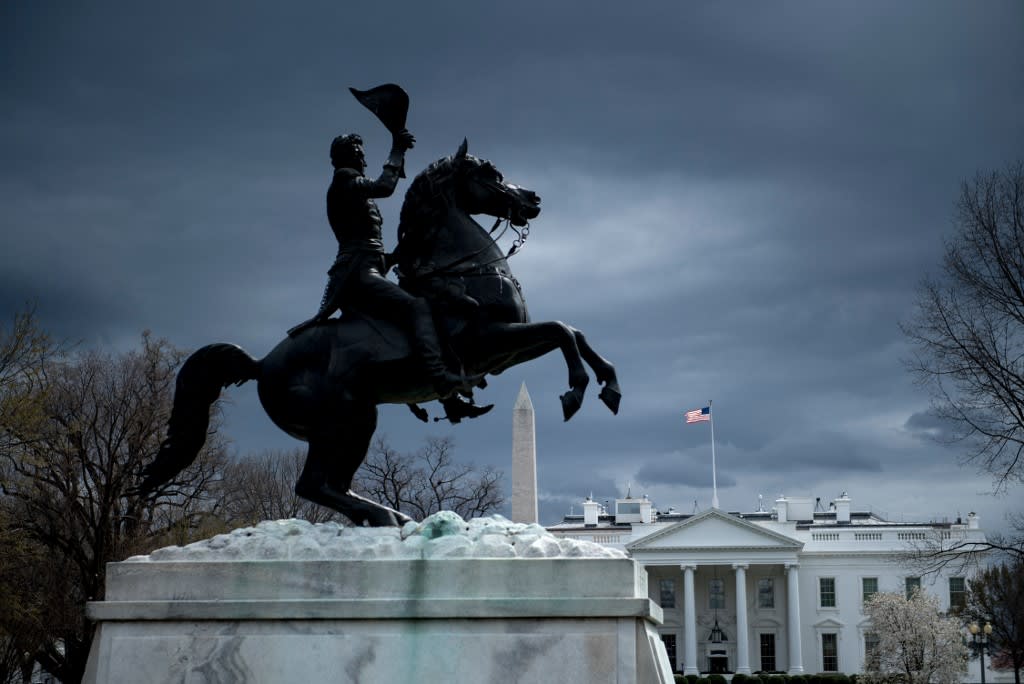 In this file photo taken on March 30, 2018 a view of the White House from Lafayette Square in Washington, DC. In this file photo taken on March 30, 2018 a view of the White House from Lafayette Square in Washington, DC.