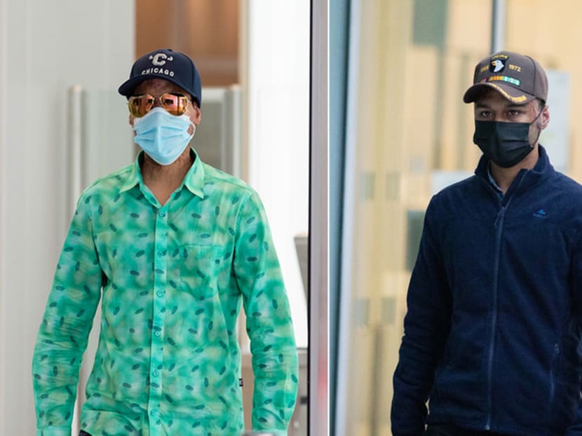 Injured workers Hussain Jitu (left) and Molla Md Yousuf outside the State Courts where they testified before an inquiry committee on Sept 28, 2021. Injured workers Hussain Jitu (left) and Molla Md Yousuf outside the State Courts where they testified before an inquiry committee on Sept 28, 2021.