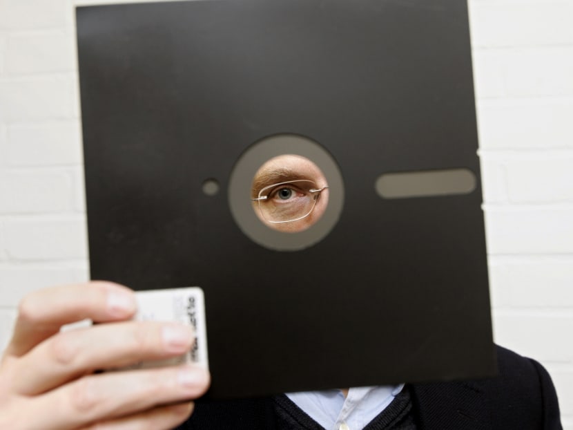 An 8.5inch, now obselete, floppy disc. Photo: AP