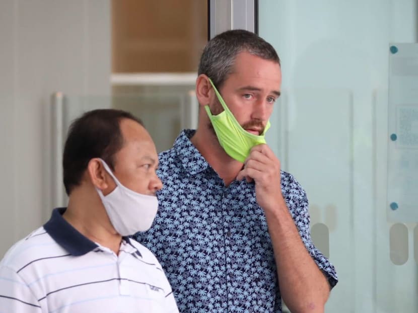 Benjamin Glynn (right) outside the the State Courts on July 2, 2021. Benjamin Glynn (right) outside the the State Courts on July 2, 2021.
