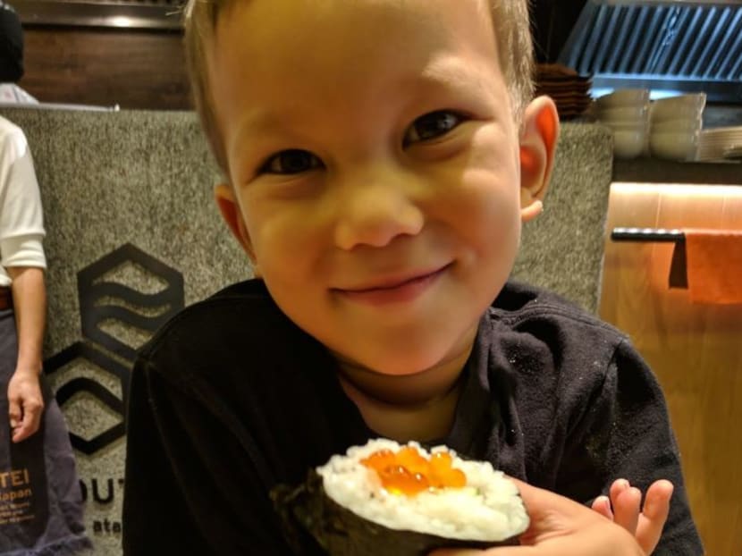 Alden Mingzhe Horn, 5, has completed a food allergy treatment called oral immunotherapy for peanut, cashew and pistachio, and will be starting on the treatment for walnut. Dining out is now less of a headache for his family.