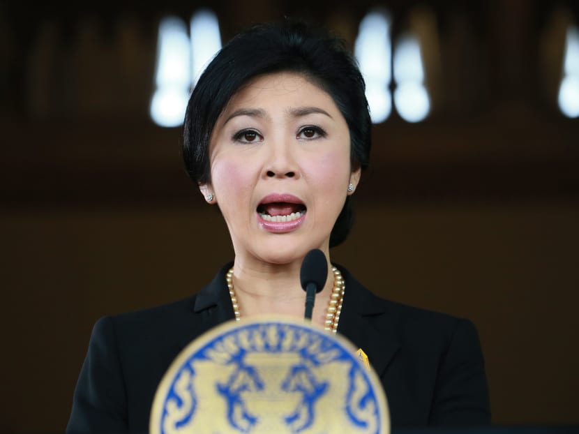 Thai Prime Minister Yingluck Shinawatra speaks at a news conference at the government house in Bangkok on Nov 28, 2013. Photo: AP