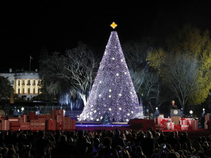 Obama lights National Christmas Tree for final time