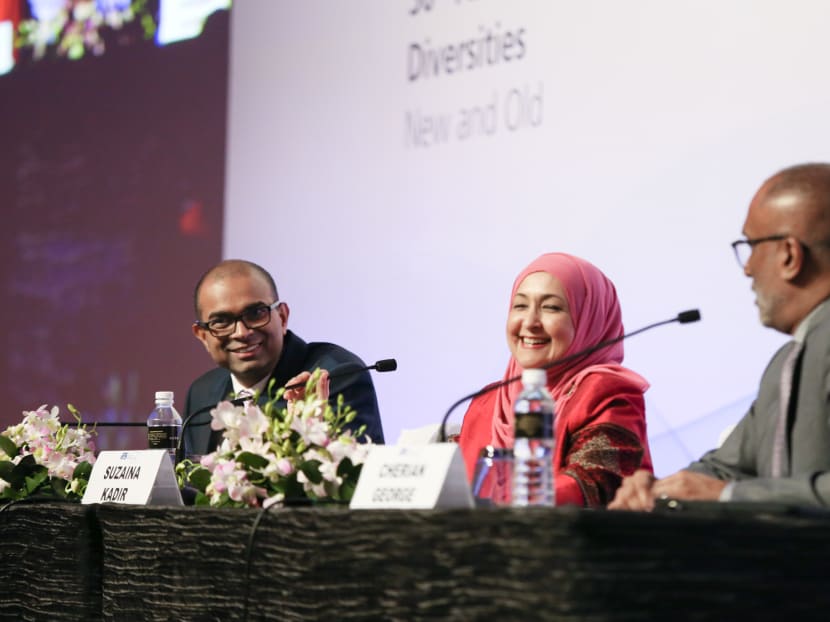 Dr Janil Puthucheary (left) and Professor Cherian George (right) took part in a panel discussion moderated by Associate Professor Suzaina Kadir on the politics of diversity management, held as part of a conference to mark the 30th anniversary of the Institute of Policy Studies.