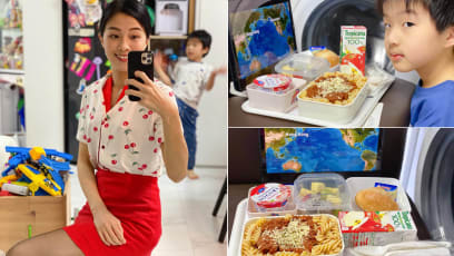 Cathay Pacific-Inspired Mum Recreates Flying Experience At Home; Includes 'Window' Seat & Inflight Entertainment For Her Son