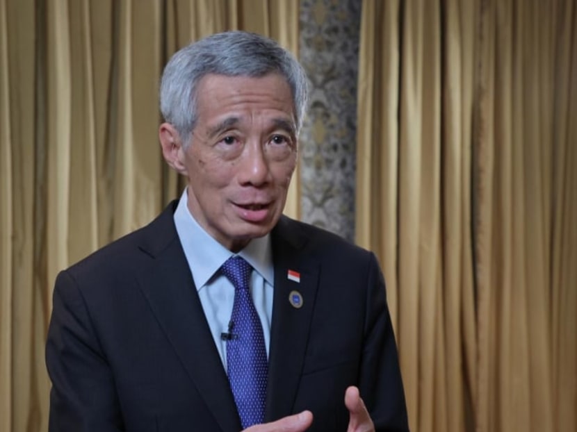 Prime Minister Lee Hsien Loong speaking to reporters at the end of the G20 Summit in Rome on Oct 31, 2021.