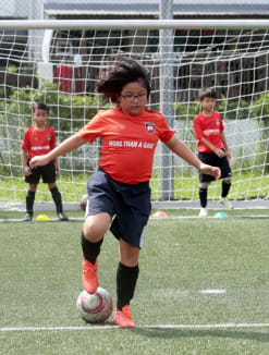 Tan Xin Yi at a Football Plus training session on April 27, 2024.