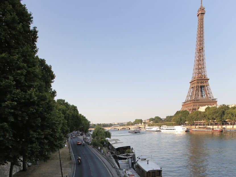 Paris' Seine River, and the road adjacent to the river bank. Photo: AP