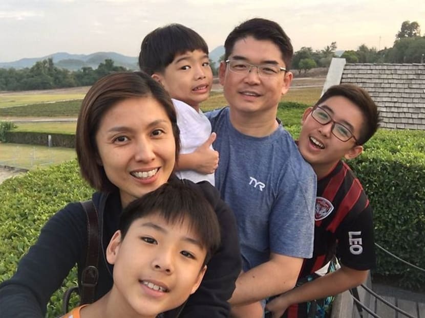 Lina Ng and her family. She says that she doesn't spare the rod when it comes to disciplining her boys. Photo: Lina Ng