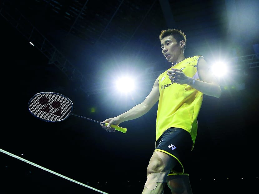 Lee Chong Wei of Malaysia at the 2014 OUE Singapore Open match against Hong Kong’s Wei Nan at Singapore Indoor Stadium yesterday. 
Photo: Getty Images