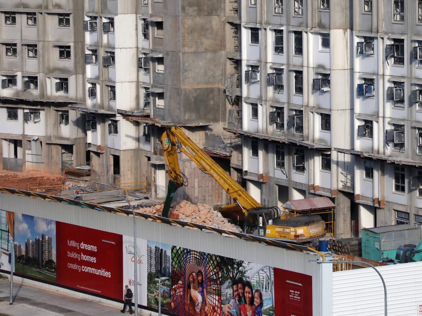 A view of new public housing blocks in Yishun being constructed in March 2021.