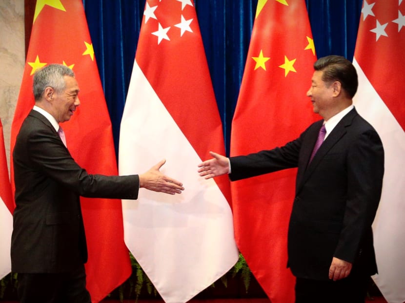 Prime Minister Lee Hsien Loong, who is in China for an official three-day visit, met and held talks with Chinese President Xi Jinping on Wednesday, Sept 20. Photo: Jason Quah/TODAY