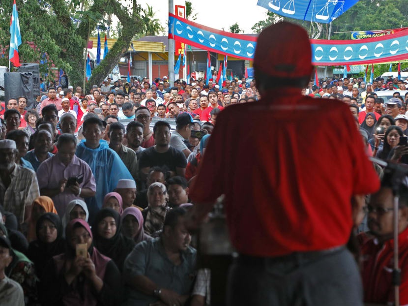 Malaysia’s 92-year former prime minister, opposition leader Mahathir Mohamad, speaking at a rally in Pokok Sena, Kedah, last Saturday (May 5).