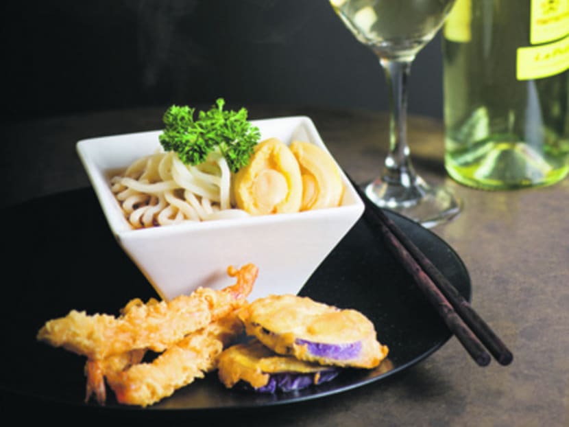 An abalone udon dish is one of the new additions to Golden Village's Gold Class movie-meets-dining experience.