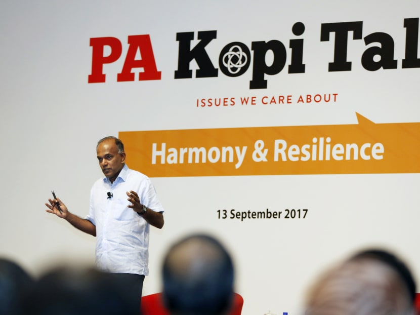 At a People’s Association talk for Malay-Muslim staff members and grassroots leaders, Mr Shanmugam highlighted terrorism and radicalisation as one of three challenges besieging the community. Photo: Raj Nadarajan