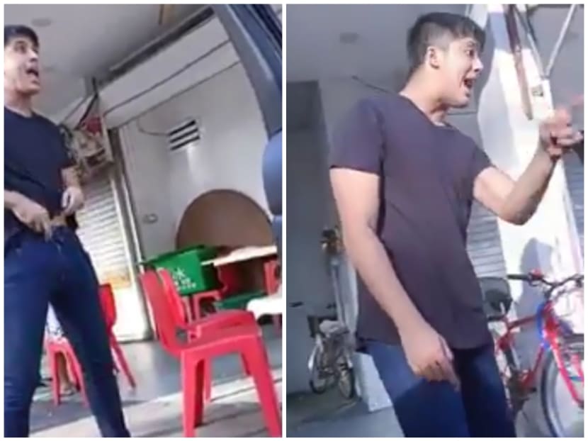 In a video lasting one minute and thirty seconds posted on Facebook, a man who resembles the singer and actor is seen bickering outside of a restaurant in Singapore.