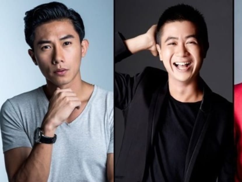 Actors Desmond Tan (left), Maxi Lim (centre) and Jeffrey Xu (right). Photo: MediaCorp Radio