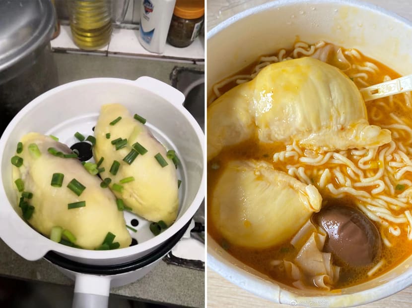 Steamed durian and durian with instant noodles? These were just some of the unconventional ways to consume durian that Chinese Weibo users shared. Steamed durian and durian with instant noodles? These were just some of the unconventional ways to consume durian that Chinese Weibo users shared.