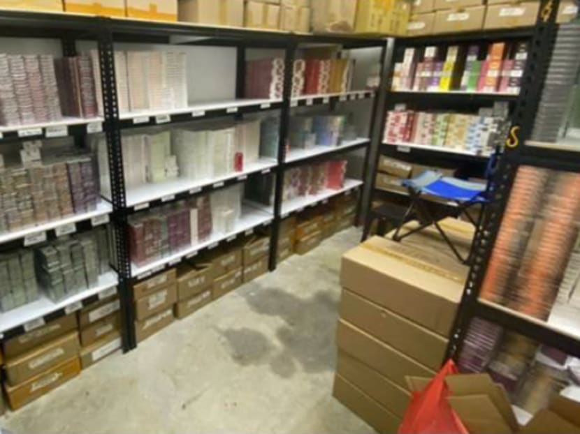 A total of 10,057 assorted e-vaporisers, 48,822 assorted pods and 187 e-liquids were seized in the storage facility at Boon Lay.