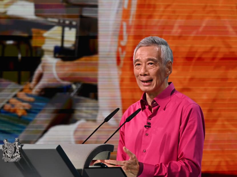 Prime Minister Lee Hsien Loong speaks at the National Day Rally 2021 on Sunday (Aug 29).