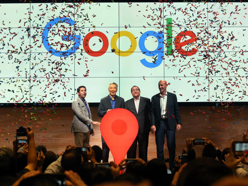 (From left) Mr Caesar Sengupta, vice president of Google’s Next Billion Users team; Prime Minister Lee Hsien Loong; Mr S Iswaran, Minister for Trade and Industry (Industry), and Mr Karim Temsamani, Google’s president of APAC operations, at the opening of Google’s new office on Nov 10, 2016. Photo: Koh Mui Fong (From left) Mr Caesar Sengupta, vice president of Google’s Next Billion Users team; Prime Minister Lee Hsien Loong; Mr S Iswaran, Minister for Trade and Industry (Industry), and Mr Karim Temsamani, Google’s president of APAC operations, at the opening of Google’s new office on Nov 10, 2016. Photo: Koh Mui Fong