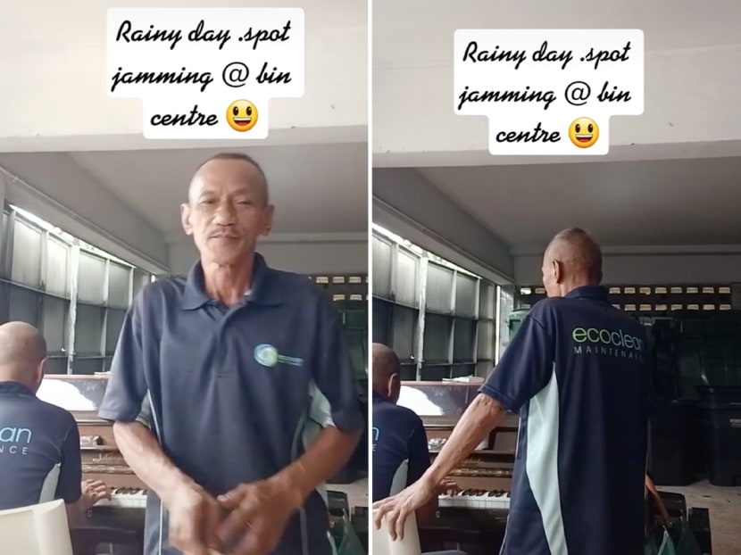A video of two cleaners jamming to a Malay classic hit by rock band Lefthand at a bin centre in Singapore went viral on TikTok. A video of two cleaners jamming to a Malay classic hit by rock band Lefthand at a bin centre in Singapore went viral on TikTok.