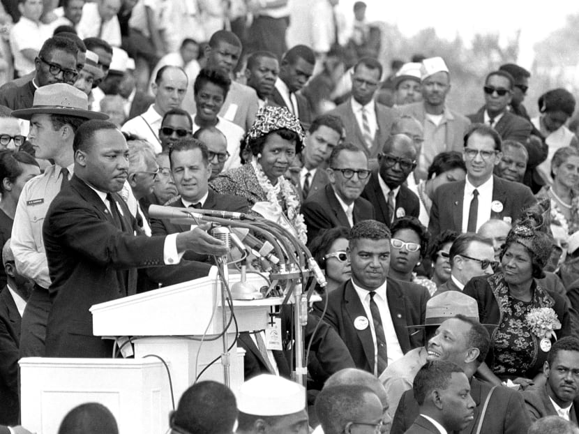The Reverend Dr Martin Luther King Jr, head of the Southern Christian Leadership Conference, gestures during his "I Have a Dream" speech as he addresses thousands of civil rights supporters gathered in Washington, DC, on Aug 28, 1963. Photo: AP