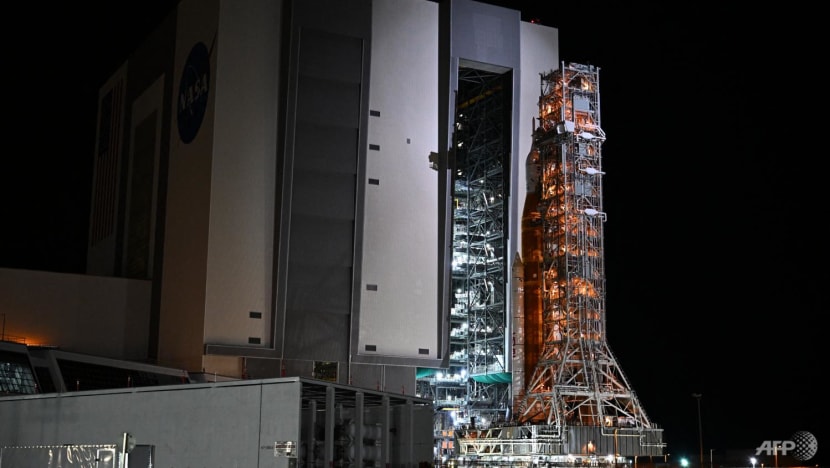 NASA's giant US moon rocket emerges for debut launch NASA's giant US moon rocket emerges for debut launch