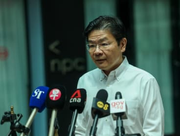 DPM Lawrence Wong speaking to the media on Jan 18, 2024. 