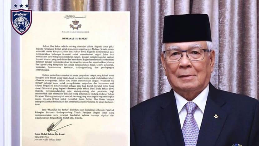 Istana Johor tekankan slogan 'Muafakat Itu Berkat' tak boleh diubah