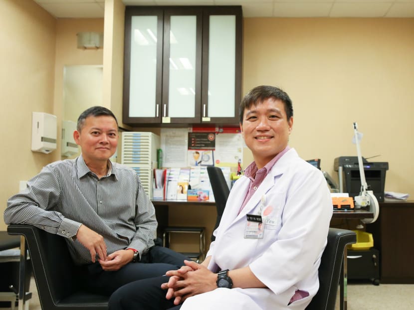 Portrait of (left) National Skin Centre Adjunct Professor Steven Thng and Dr Yew Yik Weng, taken at National Skin Centre on August 20, 2018.