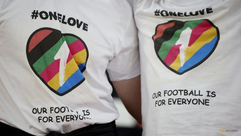 Germany replace supermarket logo with OneLove in press centre Germany replace supermarket logo with OneLove in press centre